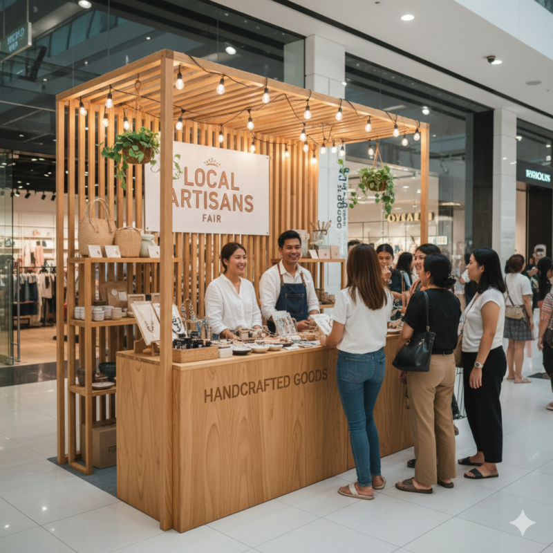 บูธไม้สำหรับงานห้างสรรพสินค้า