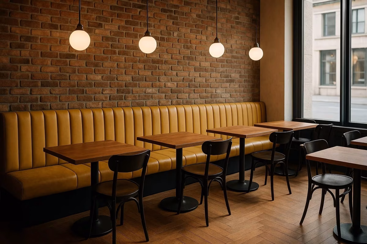 พร็อพบูธไม้ จัดเก้าอี้ติดผนัง